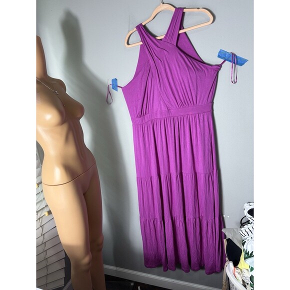 Soma Soft Jersey Crossover Halter built in bra lounge Maxi Bra Dress XXL - Picture 15 of 16